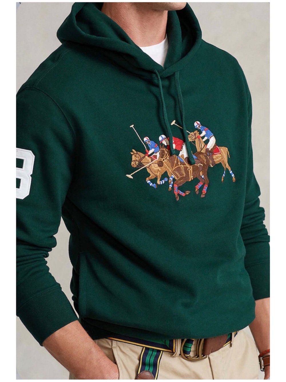 Polo Ralph Lauren Men’s Sz S Green Triple Pony Hoodie Sweatshirt Crest Pullover